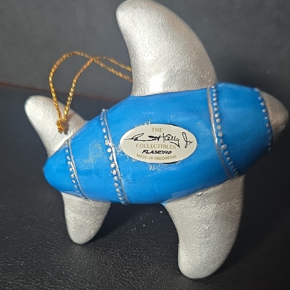 New In Box Emmitt Kelly Jr. Clown in Airplane Holiday Ornament - Blue and Silver - Picture 2 of 2